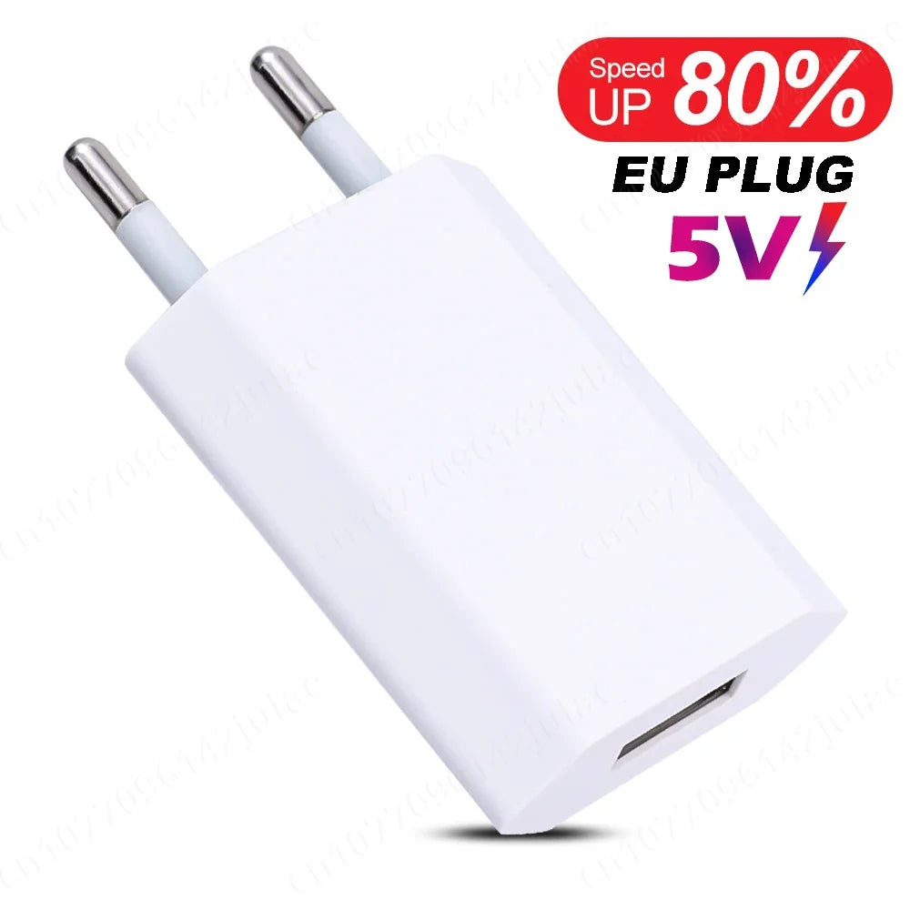 1-5Pcs Universal 5V 1A EU Plug USB Wall Phone Charger