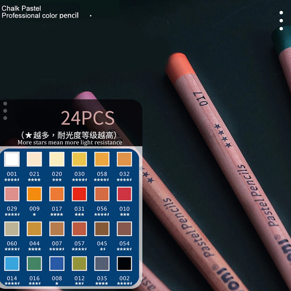 24 Colors Nyoni Charcoal Pastel Pencil Set